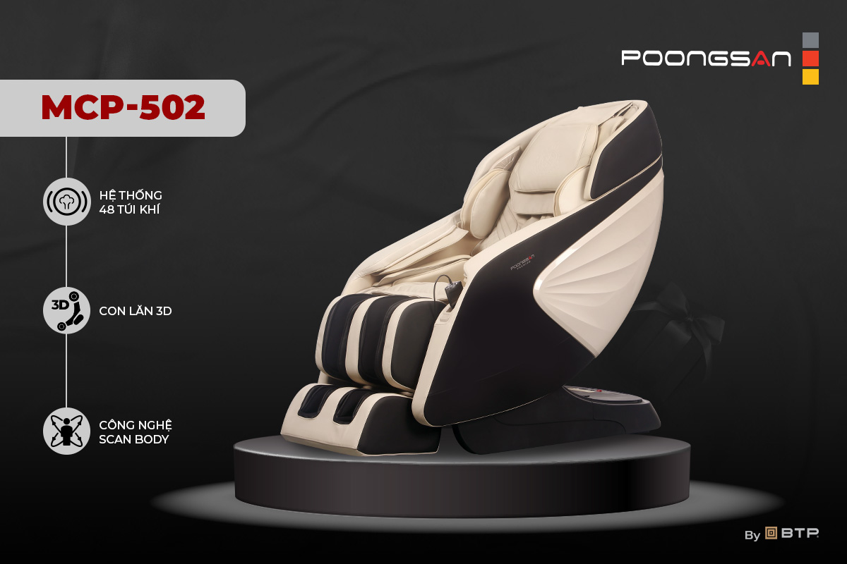 Ghế massage MCP-502 là mẫu sản phẩm đang được nhiều người dùng ưa chuộng nhờ việc được hỗ trợ chế độ trị liệu chuyên sâu